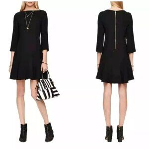 Black boatneck flouncy Kate Spade crepe dress